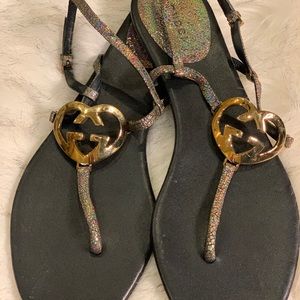 Black Gucci heart sandals
